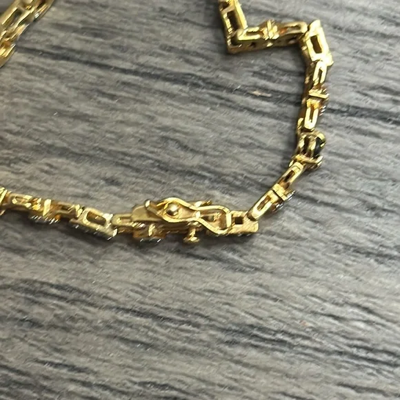 Gold Natural Diamond Sapphire Tennis Bracelet - Picture 6 of 11